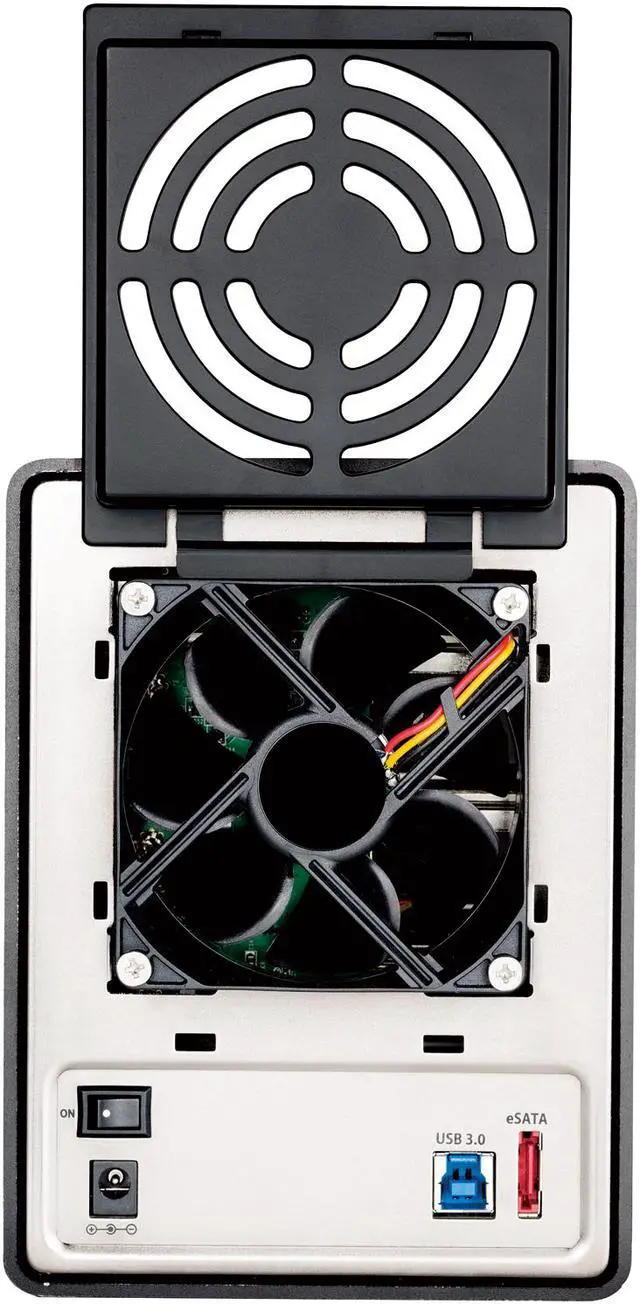 Alt view image 3 of 9 - Rosewill RX305 4B - SATA III-to-USB 3.0 & eSATA 4-Bay 2.5” or 3.5” Hard Drive Enclosure - Full Aluminum Case with Removable Fan, Supports Up to 20 TB Capacity (4 x 5 TB)