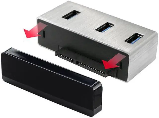 Alt view image 2 of 10 - Rosewill RHB-410 - Aluminum Mini-USB 3.0 3-Port Hub Plus 2.5" SATA 6G Enclosure Adapter