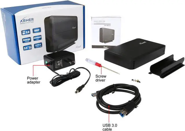 Alt view image 9 of 8 - Rosewill RX307-PU3-35B - 3.5" Hard Drive Enclosure - SATA III, USB 3.0, Energy Saving, UASP, Black Aluminum & ABS Plastic