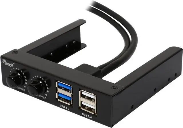 Main image of Rosewill RHB-411 3.5" Drive Bay & 2 port USB 3.0 2 port USB 2.0 Multi-function Aluminum Front Panel with 2 Fan Adjustable Controller
