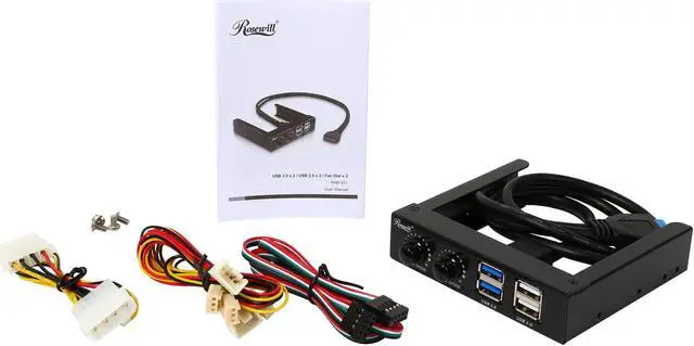 Alt view image 6 of 7 - Rosewill RHB-411 3.5" Drive Bay & 2 port USB 3.0 2 port USB 2.0 Multi-function Aluminum Front Panel with 2 Fan Adjustable Controller