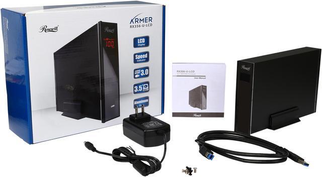 Alt view image 6 of 6 - Rosewill Full Aluminum Hard Drive Enclosure 3.5" SATA III USB 3.0 with Transmission Speed LCD Display RX356-U-LCD