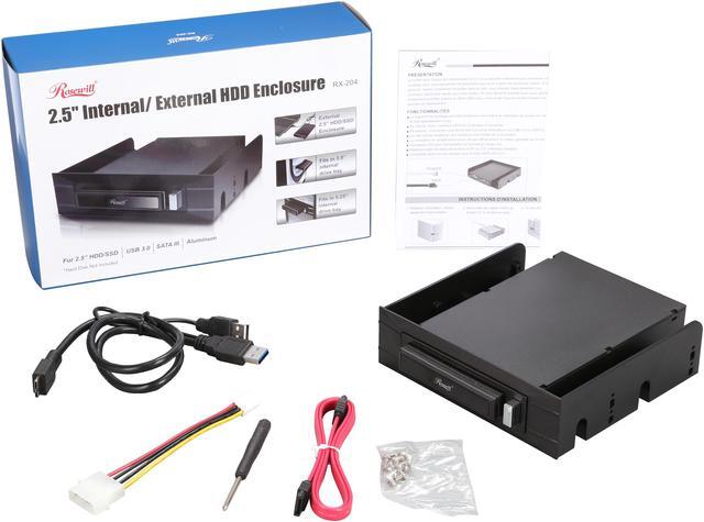 Alt view image 9 of 9 - Rosewill RX204 - 2.5" HDD Enclosure with 3.5" & 5.25" Bay Adapters, Aluminum Body, USB 3.0 Connection and Support  SATA III SSD / HDD
