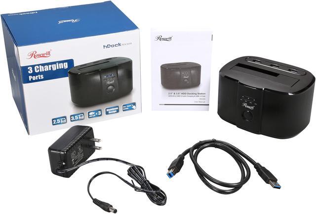 Alt view image 8 of 7 - Rosewill Hard Drive Dock 2.5" / 3.5" SATA III and 3 Charging Ports USB 3.0 Aluminum Docking Station RX309