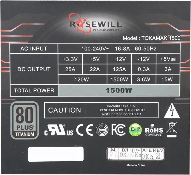 Alt view image 3 of 5 - Rosewill Full-Modular Gaming Power Supply (80 PLUS TITANIUM Certified) - TOKAMAK 1500W