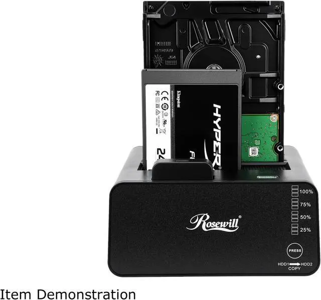 Alt view image 7 of 7 - Rosewill Dual Bay Docking Station Enclosure USB 3.0 for 2.5"/3.5" SATA III HDD and SSD External Hard Drive Clone Without Computer - RX235