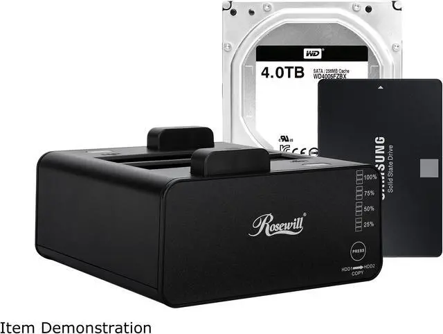 Alt view image 5 of 7 - Rosewill Dual Bay Docking Station Enclosure USB 3.0 for 2.5"/3.5" SATA III HDD and SSD External Hard Drive Clone Without Computer - RX235