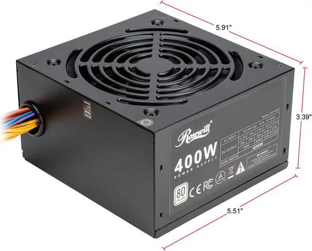 Alt view image 6 of 6 - Rosewill RD 400Z 400W Power Supply, 80 PLUS Certified Active PFC Non-Modular Gaming PSU, Single +12V Rail