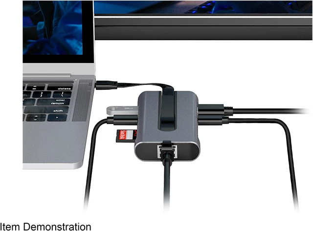 Alt view image 3 of 7 - Rosewill 7-Port Portable USB-C Mini Hub Docking Station, USB 3.1, 4K HDMI, 100W Power Delivery, Thunderbolt 3 Compatible with MacBook & Chromebook Laptops, RHUB-100W