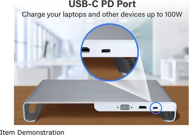 Alt view image 10 of 11 - Rosewill 11-Port Monitor or Laptop Docking Station Stand with Fast Charging 100W USB-C Power Delivery, USB 3.0, SD/Micro SD Card Reader, 4K HDMI, RHUB-20006