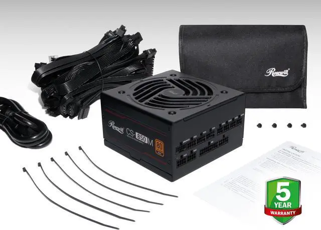 Alt view image 5 of 6 - Rosewill CS-850M  PCIE 5.0, 80 GOLD Full Modular Gaming Power Supply, 12VHPWR Cable, 4080 4090 ATX 3.0 Compatible, 850W PSU