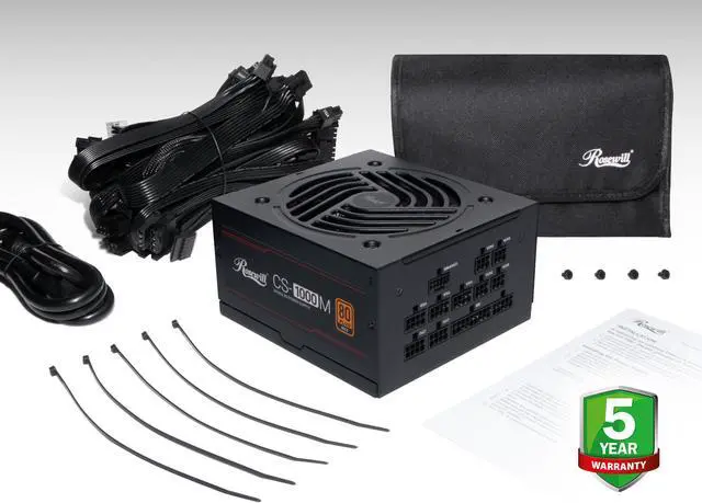 Alt view image 5 of 6 - Rosewill CS-1000M  PCIE 5.0, 80 GOLD Full Modular Gaming Power Supply, 12VHPWR Cable, 4080 4090 ATX 3.0 Compatible, 1000W PSU