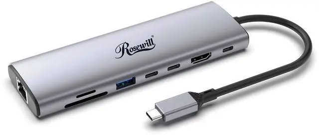 Main image of Rosewill 8-in-1 USB-C Hub with 4K HDMI 2.0 Display, 10Gbps  USB-A Data Ports and for MacBook Pro, MacBook Air, Dell XPS, Lenovo Thinkpad, HP Laptops, RHUB-M8
