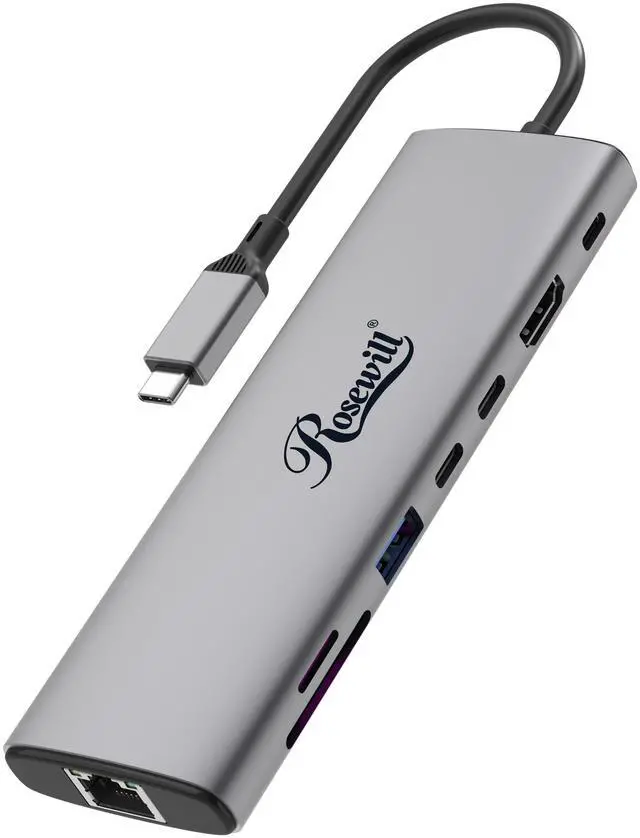 Alt view image 2 of 5 - Rosewill 8-in-1 USB-C Hub with 4K HDMI 2.0 Display, 10Gbps  USB-A Data Ports and for MacBook Pro, MacBook Air, Dell XPS, Lenovo Thinkpad, HP Laptops, RHUB-M8