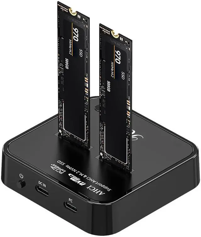 Alt view image 3 of 5 - Rosewill NVMe SSD Cloner, M.2 Duplicator Dual Bay NVMe Enclosure, Tool-Free 20Gbps USB3.2 Gen 2X2 SSD to USB Adapter M.2 Docking Station for M Key PCIE NVMe SSD Reader Supports Offline Clone - RS-N2-CL