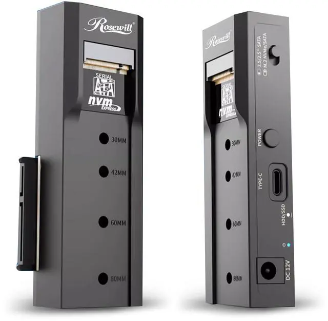 Alt view image 3 of 5 - Rosewill NVME to 2.5'' 3.5'' Offline Clone Enclosure,M.2 to SATA SSD HDD Cloner, USB-C Type-C Max 10Gbps Standalone Clone Duplicator - RS-NS-CL