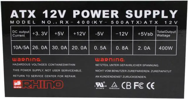 Alt view image 5 of 9 - A-Top RHINO ATP-RX400 400 W ATX12V Power Supply