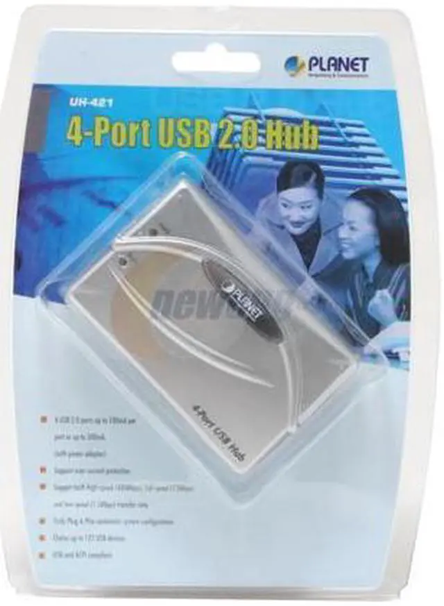 Alt view image 4 of 4 - PLANET UH-421 4-Port USB2.0 External Hub with AC adapter