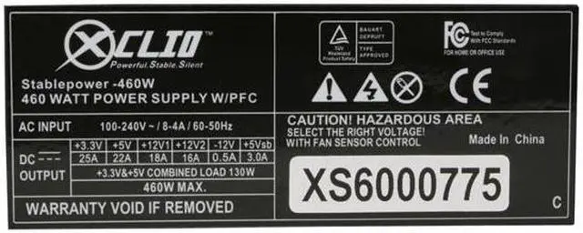 Alt view image 4 of 8 - XCLIO STABLEPOWER 460W 460W ATX V2.2   Active PFC Power Supply