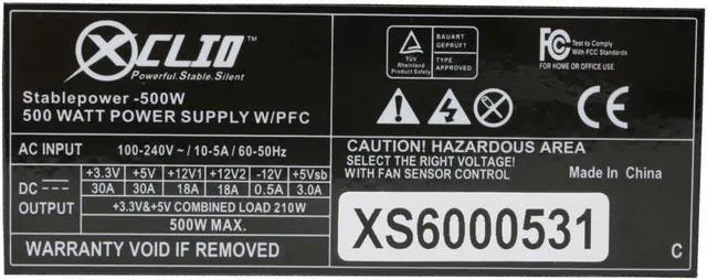 Alt view image 3 of 7 - XCLIO STABLEPOWER 500W 500 W ATX Active PFC Power Supply