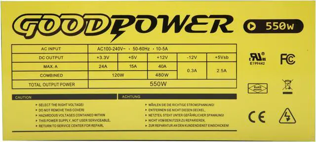 Alt view image 5 of 7 - XCLIO Goodpower 550W 550 W ATX12V SLI Ready CrossFire Ready 80 PLUS BRONZE Certified Modular Active PFC Power Supply