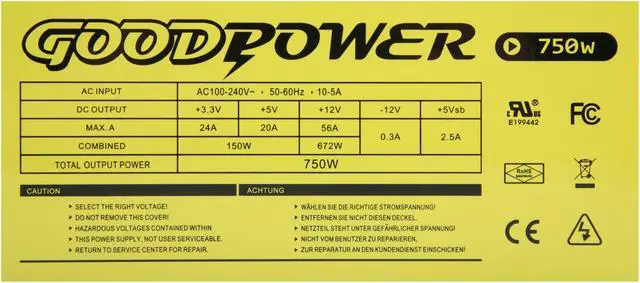 Alt view image 5 of 7 - XCLIO Goodpower 750W 750 W ATX12V SLI Ready CrossFire Ready 80 PLUS BRONZE Certified Modular Active PFC Power Supply
