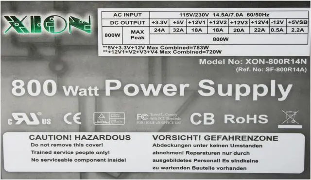 Alt view image 7 of 12 - XION Supernova XON-800R14N 800 W ATX12V / EPS12V SLI Certified CrossFire Ready Modular Power Supply