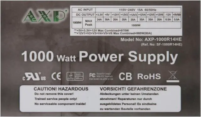 Alt view image 6 of 11 - XION AXP Lan-Party Edition AXP-1000R14HE 1000 W ATX12V V2.2 / EPS 12V 2.92 SLI Certified CrossFire Ready 80 PLUS BRONZE Certified Modular Active PFC Power Supply