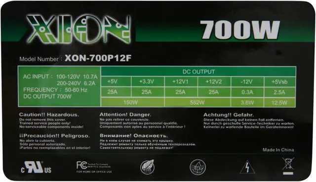 Alt view image 5 of 7 - XION XON-700P12F 700W ATX 12V v 2.2 / EPS 12V SLI Ready CrossFire Ready High Performance Power Supply