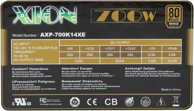 Alt view image 5 of 7 - XION AXP-700K14XE 700 W ATX SLI Ready CrossFire Ready 80+ Bronze Modular Power Supply