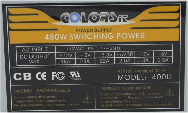 Alt view image 4 of 8 - ATRIX PSCI-480 480 W ATX Power Supply