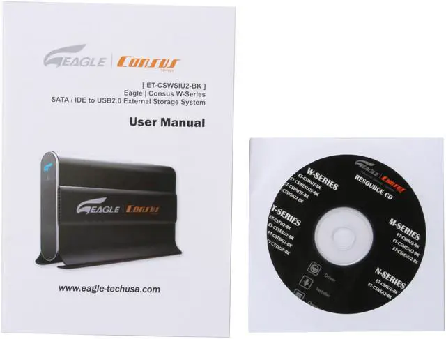 Alt view image 6 of 7 - Eagle Consus W-Series ET-CSWU2-BK 3.5" USB2.0 to IDE Aluminum External Enclosure