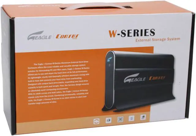 Alt view image 8 of 8 - Eagle Consus W-Series ET-CSWU2F-BK 3.5" USB2.0 +1394 to IDE Aluminum External Enclosure