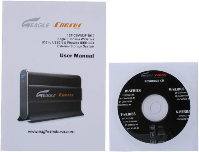 Alt view image 7 of 8 - Eagle Consus W-Series ET-CSWU2F-BK 3.5" USB2.0 +1394 to IDE Aluminum External Enclosure