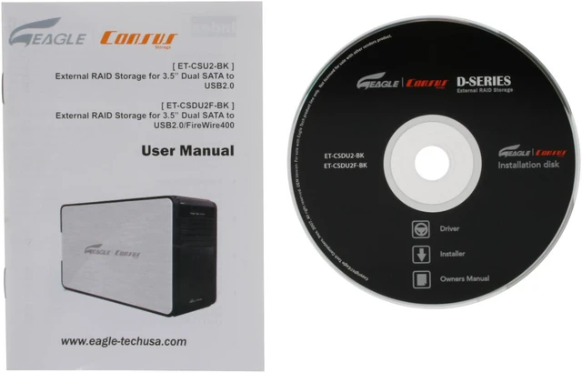 Alt view image 6 of 7 - EAGLE Consus ET-CSDU2-BK DUAL 3.5" SATA to USB 2.0 2-BAY RAID 0 & JBOD External Enclosure