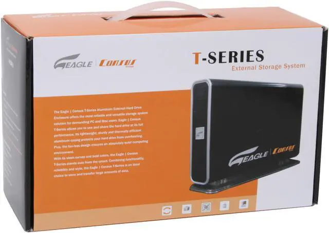 Alt view image 9 of 9 - EAGLE Consus T-Series ET-CSTNASU2-BK 3.5" USB 2.0 Ethernet 10/100 RJ45 External Enclosure