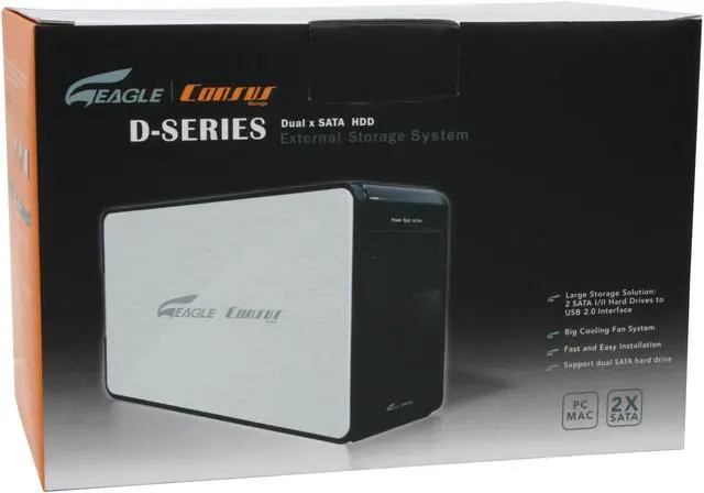 Alt view image 7 of 7 - EAGLE Consus ET-CSDU2J-BK DUAL 3.5" SATA I/II to USB 2.0 2-BAY JBOD External Enclosure