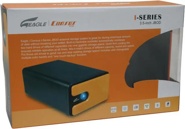 Alt view image 11 of 11 - EAGLE Consus ET-CSIU2J-BK DUAL 3.5" SATA I/II to USB 2.0 2-BAY JBOD & One touch back up External Enclosure
