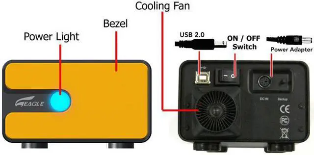 Alt view image 7 of 11 - EAGLE Consus ET-CSIU2J-BK DUAL 3.5" SATA I/II to USB 2.0 2-BAY JBOD & One touch back up External Enclosure
