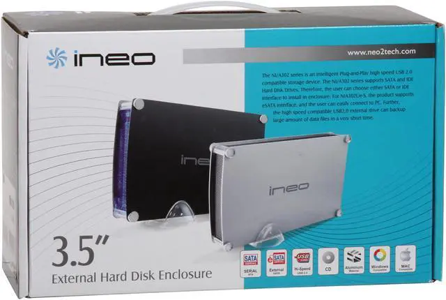 Alt view image 8 of 8 - Eagle INEO I-NIA302U Aluminum 3.5" Black USB 2.0 External Enclosure