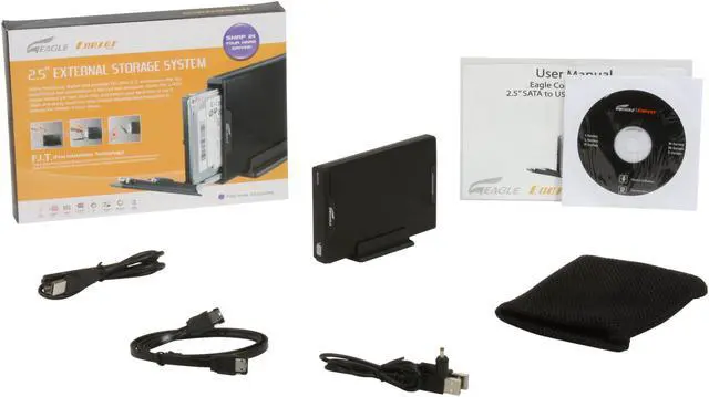 Alt view image 6 of 6 - EAGLE ET-CS2XMESU2-BK Solid aluminum 2.5" Black SATA I/II USB 2.0 & eSATA External Enclosure