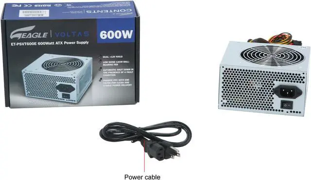 Alt view image 7 of 7 - Eagle Tech ET-PSVT600E 600 W ATX12V v2.2 Power Supply
