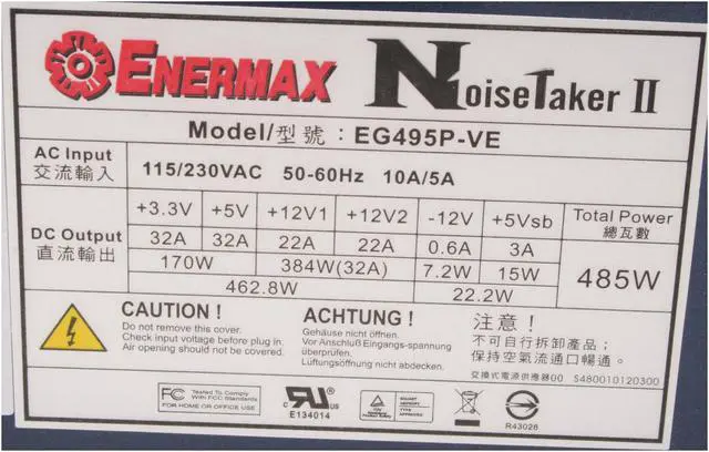 ENERMAX Noisetaker II EG495P-VE 485 W Power Supply - Newegg.com