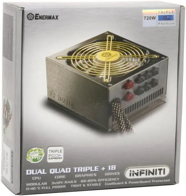 Alt view image 9 of 10 - ENERMAX INFINITI EIN720AWT 720 W ATX12V/ EPS12V SLI Certified CrossFire Ready 80 PLUS Certified Modular Active PFC Power Supply
