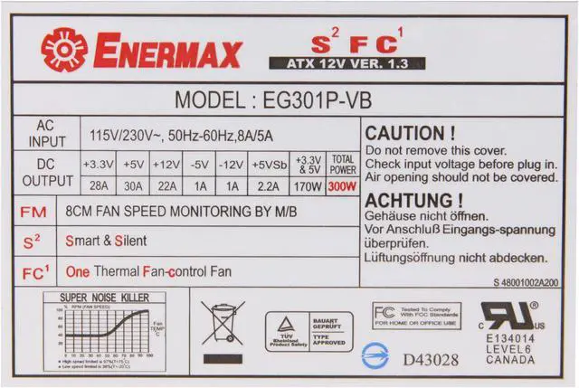 Alt view image 4 of 6 - ENERMAX PEG301P-VB-1 300W ATX12V Power Supply - OEM