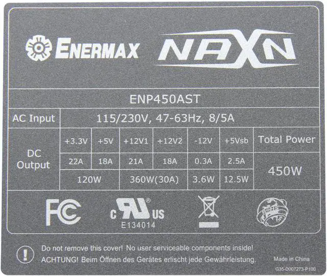 Alt view image 5 of 7 - ENERMAX NAXN ENP450AST 450 W ATX12V Power Supply