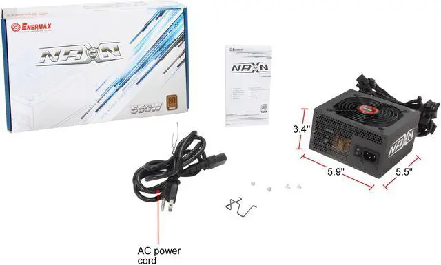 Alt view image 7 of 7 - ENERMAX NAXN ADV. 82+ ETL550AWT 550W ATX12V 80 PLUS BRONZE Certified Active PFC Power Supply