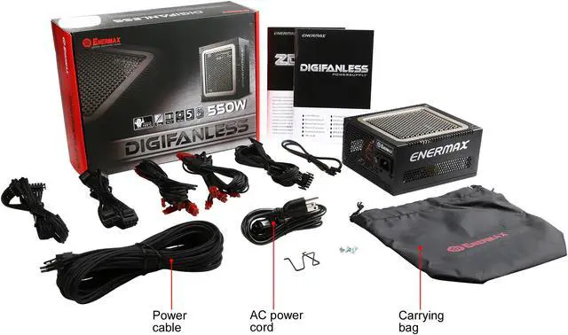 Alt view image 7 of 7 - ENERMAX EDF550AWN 550W ATX12V / EPS12V 80 PLUS PLATINUM Certified Full Modular Active PFC Digital Fanless Power Supply With Exclusive Software ZDPMS