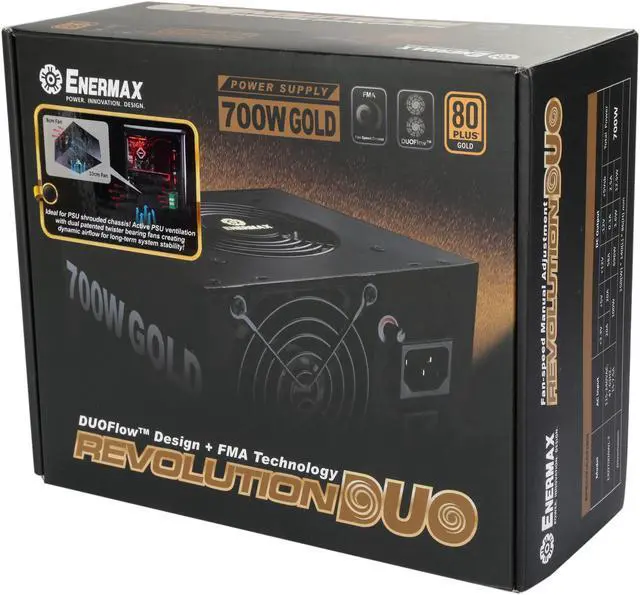 Alt view image 7 of 7 - ENERMAX Revolution DUO 700W ERD700AWL-F ATX12V / EPS12V 80+ GOLD Certified Power Supply with Patented FMA (Fan-speed Manual Adjustment) Technology