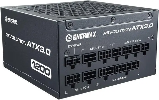 Alt view image 4 of 8 - ENERMAX REVOLUTION ATX 3.0 1200W, 80+ Gold Full Modular 1200W ATX 3.0, 600W PCIe 5.0 12VHPWR Connector, 100% Japanese Capacitors, ECO Mode Control w/FDB Fan